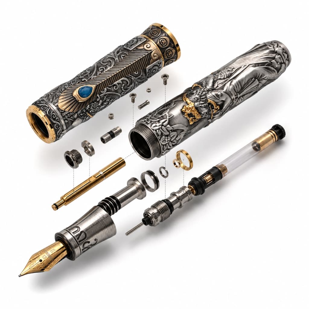 Refilling a fountain pen with ink converter