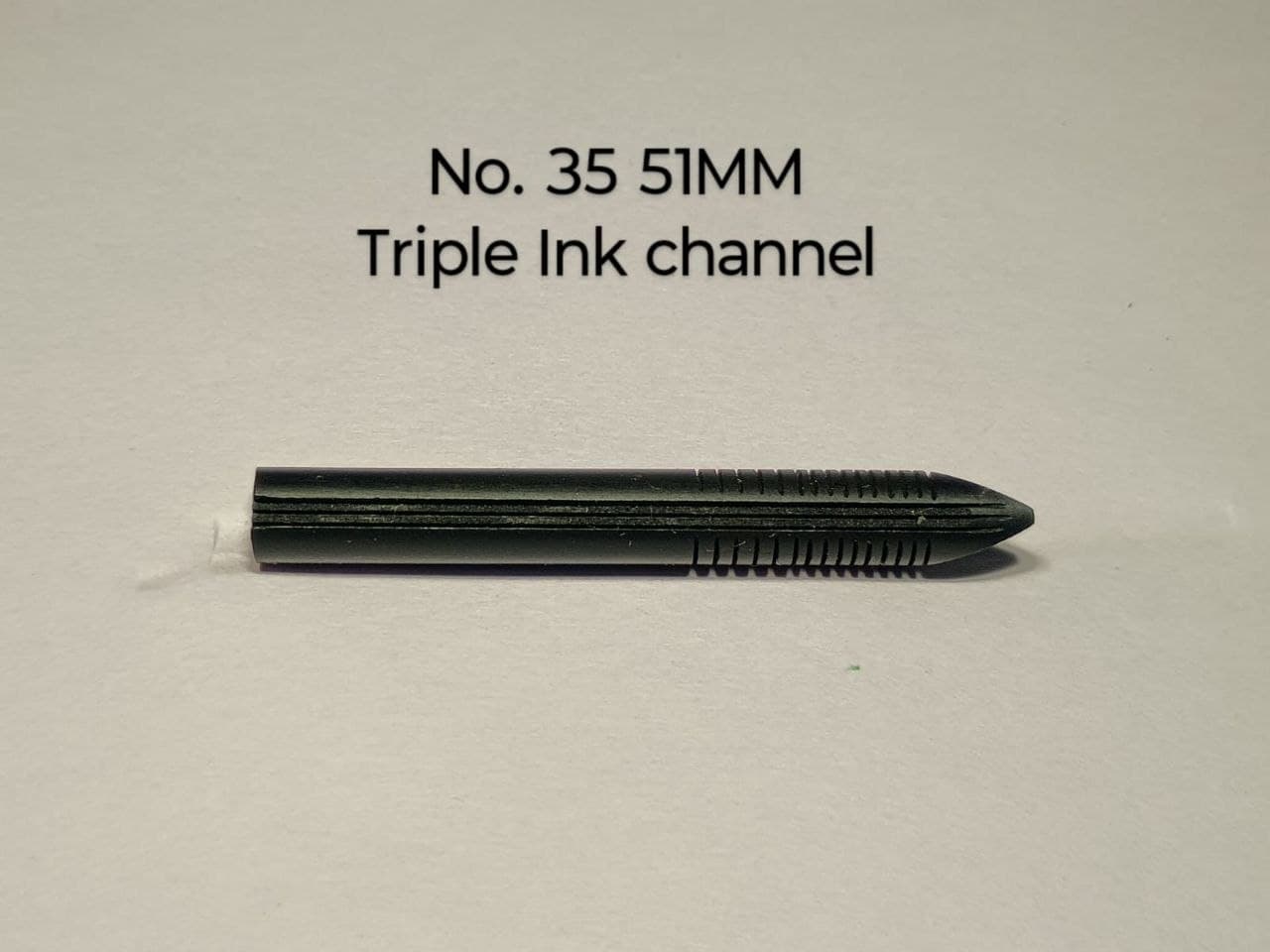 Ebonite Feed #35 (51mm) - Music Flow Triple hand-cut ebonite fountain pen feed by RS Writing Instruments