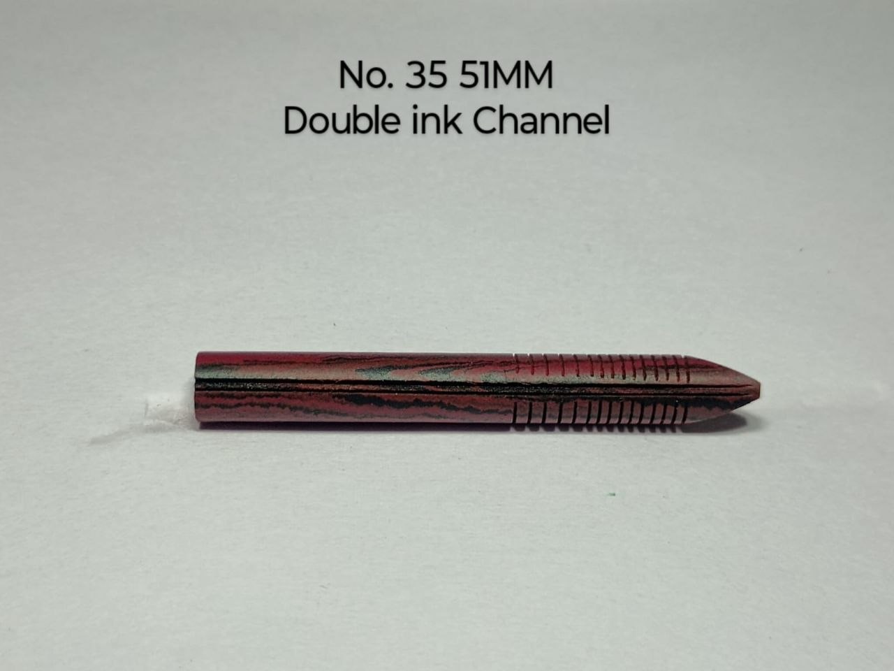 Ebonite Feed #35 (51mm) - Double Channel (Red Ebonite) hand-cut ebonite fountain pen feed by RS Writing Instruments